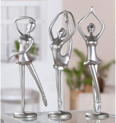  Balettozó hölgy szobor ezüst színben talapzaton - 30cm