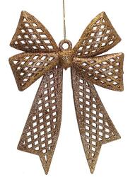  Karácsonyfadísz masni rose gold színben, áttetsző mintával, 22cm