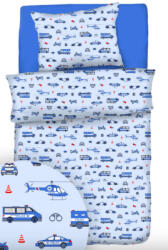  2 részes ágynemű huzat szett kék alapon rendőr járműves - 90x130 cm