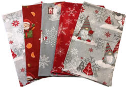  Karácsonyi mintás pamut kispárna huzat csomag - 5 db - os