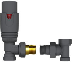 Welland heating Termosztatikus radiátor sarokszelep készlet - 1/2" - szürke (TRCD10A-G) (TRCD10A-G-LCK-G)
