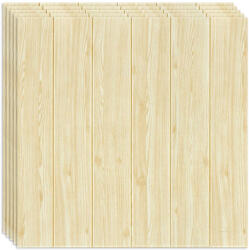 HOZRO Tapet 3D autoadeziv, Model imitatie panouri de lemn, design modern, foarte usor de montat, Panouri Lemn Crem