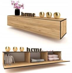 Krak Meble Függő szekrény vízszintes Rtv komód vitrin Simply Craft fekete 120 (10200120170N)