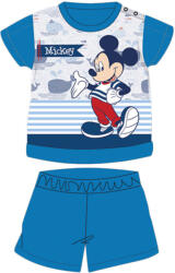 Global Licence Srl Nyári rövid ujjú pamut baba pizsama - Disney Mickey egér - csíkos - középkék - 80 (evMIC-2022-0121_kke_80)