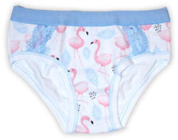 Global Licence Srl Pamut lányka bugyi - Pamutdzsörzé - flamingós - fehér-világoskék - 104 (evBA328_fek_104_-4-)