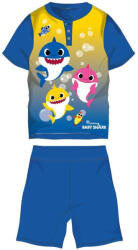 Global Licence Srl Baby Shark nyári rövid ujjú gyerek pizsama - pamut jersey pizsama - középkék-sárga - 104 (evBSHAB1407_kks_104)