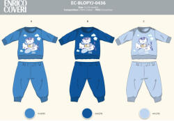 Global Licence Srl Enrico Coveri hosszú vékony baba pizsama - 100% pamut pizsama - középkék - 80 (evEC-BLOPYJ-0436-GLO_kke_80)