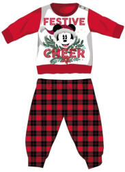 Global Licence Srl Disney Mickey egér téli vastag karácsonyi baba pizsama - pamut flanel pizsama - piros-fekete - 92 (evMIC-BFLAPYJ-0158_pif_92)