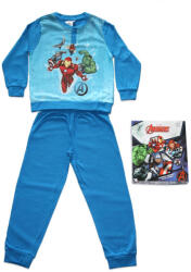Global Licence Srl Hosszú vékony pamut gyerek pizsama - Bosszúállók - Vasember mintával - Jersey - középkék - 140 (evAVE-2022-0200-02_kke_140)