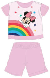 Global Licence Srl Disney Minnie egér nyári rövid ujjú baba pizsama - pamut jersey pizsama - szívárvány mintával - világosrózsaszín - 98 (evMIN1435_vro1_98)