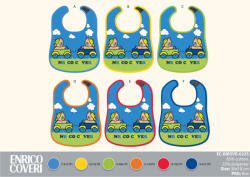 Global Licence Srl Enrico Coveri baba előke 6 darab/csomag - pamut előke 30 x 18 cm - kék (evEC-BIBSVE-0225)