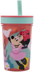 Global Licence Srl Disney Minnie egér műanyag, szivárgásmentes szilikon szívószálas pohár - 420 ml (ev74486-B)