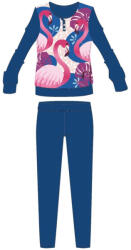 Global Licence Srl Flamingó téli pamut gyerek pizsama - interlock pizsama - levél mintával - sötétkék - 104 (evFLA-INTPYJ-0003_ske_104)