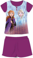 Global Licence Srl Nyári rövid ujjú gyerek pamut pizsama - Disney Jégvarázs - Anna és Elza - sötétlila - 128 (evFRO-2022-0499_sli_128)