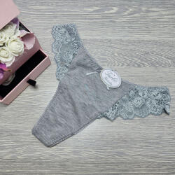 Turbó Magas állású pamut tanga csipke betéttel Világos szürke, L 70009