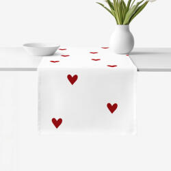 Goldea pamut asztali futó - piros szívecskék, fehér alapon 35x120 cm