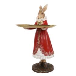 Kreatív Figura nyúl hölgy arany tálcával