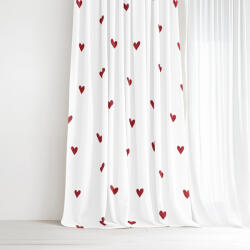 Goldea pamut drapéria - piros szívecskék, fehér alapon 220x150 cm