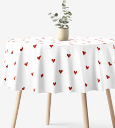 Goldea kör alakú pamut terítő - piros szívecskék, fehér alapon Ø 120 cm