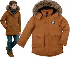 F-26 Parka télikabát világosbarna nagyon meleg casul Szőrme 14 164 170 (YF-2013A1)