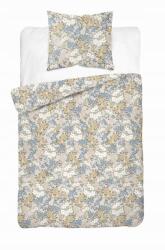 Detexpol Szatén ágyneműhuzat 140x200 krémszínű fehér és kék virágokkal Satin Stories (2370872)
