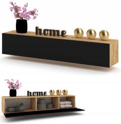 Krak Meble Függő szekrény vízszintes Rtv komód vitrin Simply Craft fekete (10200100190N)