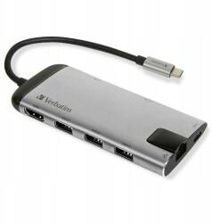 Verbatim Hub adapter Usb-c Usb-c/ 3xUSB-A 3.0/HDMI/Eternet/SD/microSD alu (49142)