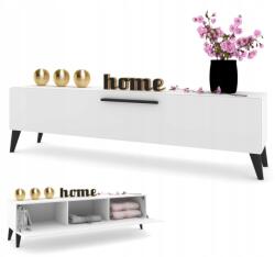 Krak Meble Vízszintes szekrény Rtv komód Simply fehér matt fa lábak fekete 120 (101014120100N)