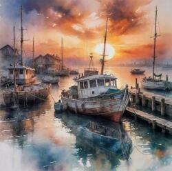 NORIMPEX - Puzzle Tablou Diamant: Navă în port 30x40cm - 1 - 39 piese