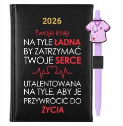 FunnyCase Naptár A5 2026 Fekete Golyóstoll Ajándék Ápolónőnek Tehetséges (Kalendarz Utalentowana Czarny)