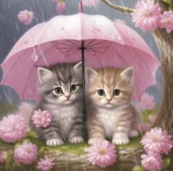 NORIMPEX - Puzzle Tablou Diamant: Pisoi sub o umbrelă 30x40cm - 1 - 39 piese