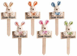 Decorer Set 6 figurine Iepurasi Paste textil lemn multicolor 7, 5x18H (A16.19.77)