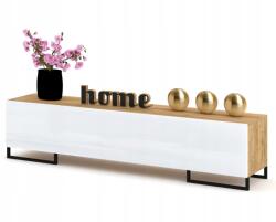 Krak Meble Rtv szekrény Komód Polc Tölgy Craft Fehér Fényes 180 (101321180150)