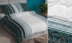 Karo Szatén ágyneműhuzat 140x200 türkiz szürke cipzáras díszek Karo (2359610)