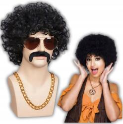 Gacek Afro Paróka Fekete Haj Göndör Party Jelmez Szilveszterre (PERUKA AFRO CZARNE WŁOSY KRĘCONE PARTY)