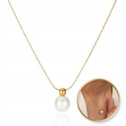 Ecarla Nemesacél nyaklánc 14 karátos arannyal bevonva, elegáns, Gyöngy NST2147 (NST2147)