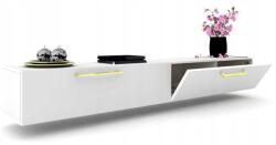 Krak Meble Függő Rtv szekrény Vízszintes nappali komód Simply Duo Arany 240 Fehér matt (102217240100N)