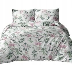 Karo Pamut ágyneműhuzat 140x200 fehér púderzöld virágos cipzáras (2359798)