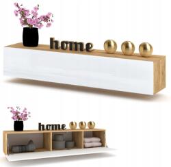 Krak Meble Függő szekrény vízszintes Rtv komód vitrin Simply Craft fehér fényes 160 (10200160150N)