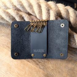 Luniko Házavató ajándék Bőr kulcstartó tok kézzel készített gravírozással (202251)