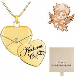 Blingart Nyaklánc gravírozással Valentin napi ajándék boríték szív aranyozott Blingart