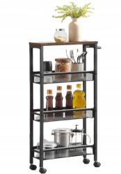 Songmics Könyvespolc Mobil Babakocsi Szekrény 4 Polcos Ipari Erős (LRC032B01V1)