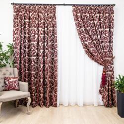 Hiko Set 3 piese , doua draperii Hiko Royal Garden rosu bordeaux si o perdea Ana voal alb cu rejansa (10004805)