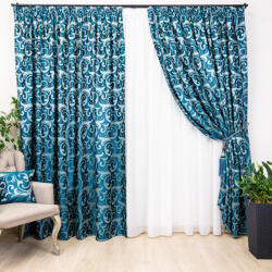 Hiko Set 3 piese , doua draperii Hiko Royal Garden turcoaz si o perdea Ana voal alb cu rejansa (10004813)