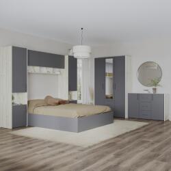 haaus Set dormitor Malmo V12, Pat 200 x 160 cm, Stejar Alb/Antracit (923372)