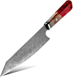 HARAHU Cuțit de bucătărie damasc KU-20019 - Chef / Roșu / 33, 8cm KP20019
