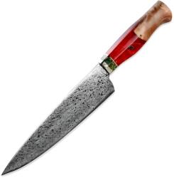 HARAHU Cuțit de bucătărie damasc SA-20109 - Chef / Roșu KP20109