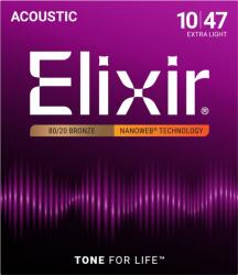 Elixir 10-47 80/20 Bronze Nanoweb - Corzi Chitara Acustica (11002)
