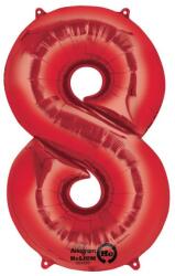 Anagram (Balloons) Színes Red óriás szám fólia lufi 8-as, 86x53 cm (DPA2829501)