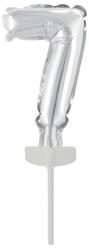 Amscan Ezüst Silver 7-es szám fólia lufi tortára 13 cm (DPA9912691)